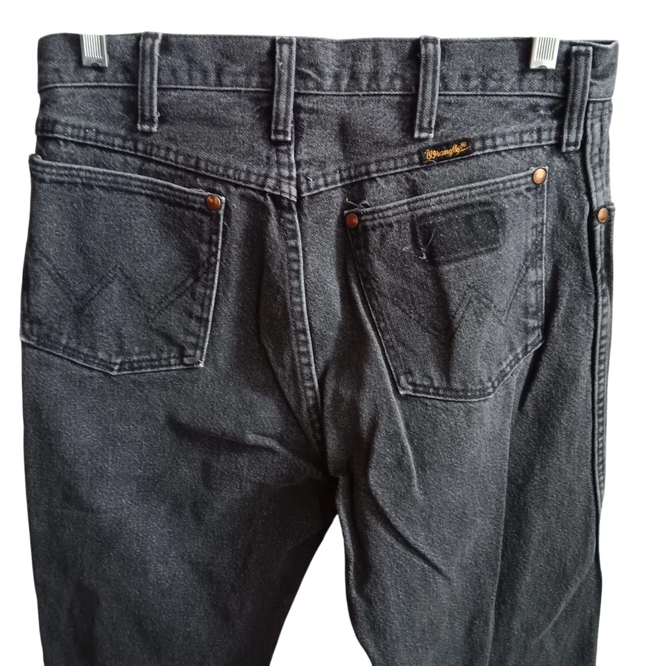 31x36 Men's Vintage Wrangler Jeans USA Faded Black Rocker Made IN USA 13MWZPB - Image 1 of 4