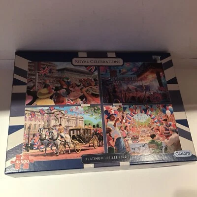 Gibsons Royal Celebrations 4x500 Piece Multi-box Jigsaw Puzzle Platinum Jubilee - Image 1 of 4