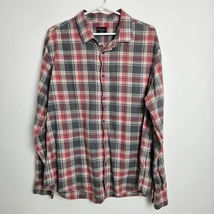 UNTUCKit Camicia Uomo XXL Grigio Rosa Flanella Plaid Cotone Manica Lunga Bottone Frontale - Foto 1 di 9