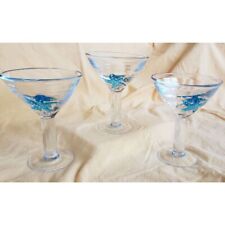 Starfish Marguarita Glasses Handblown Aqua Set of 3 Home Entertaining Barware 