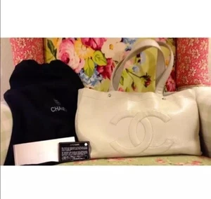 Chanel Off White Caviar Leather Tote Bag - Picture 1 of 12