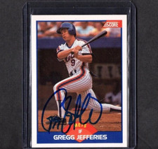 1989 SCORE VINTAGE CARD SIGNED IP AUTO GREGG JEFFERIES NEW YORK METS GREAT
