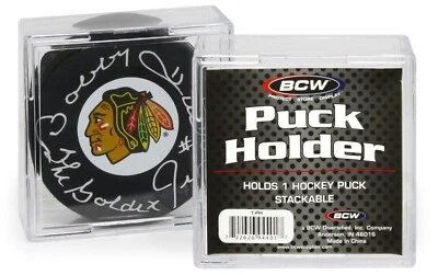BCW Square Hockey Puck Holder Cube Display Case Stackable For Regulation Pucks - Image 1 of 2