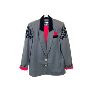 Criscione Blazer Women SZ M 1980s Wool Statement Secretary Gray Annie Potts - Picture 1 of 12