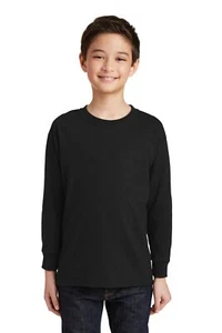 Gildan G540B Youth Long Sleeve 100% Heavy Cotton Stylish T-Shirt - Picture 1 of 9