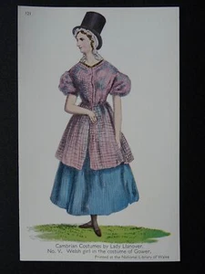Cambrian WELSH GIRL IN GOWER COSTUME No.V c1930s Postcard by Llanover - Picture 1 of 2