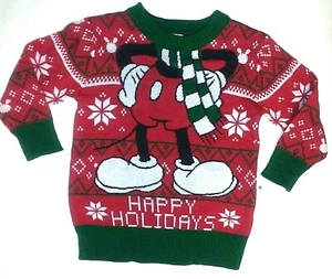 Mickey Mouse Boy's Christmas Crew neck Sweater Ugly NWT Sizes 12m, 4T - Picture 1 of 4