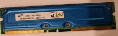 1 x Samsung MR16R0824AN1-CG6 64MB Rambus 184-pin PC600-53 NonECC RDRAM RIMM - Image 1 of 2