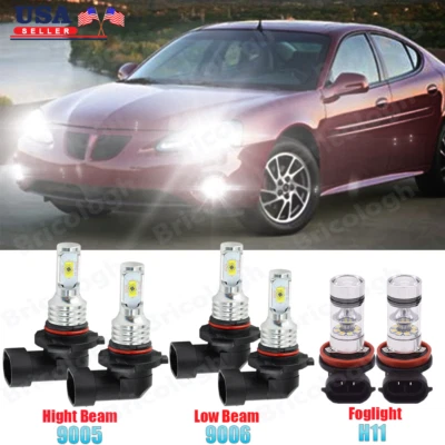 For Pontiac Grand Prix 2004-05 07-08 Combo 6000K LED Headlights Fog Lights Bulbs - Image 1 of 4