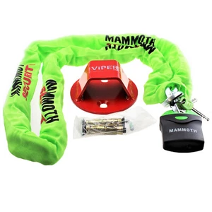 1.8M Chain Lock Mammoth Motorcycle Security Bundle + Atom Ground Anchor Kit - Picture 1 of 9