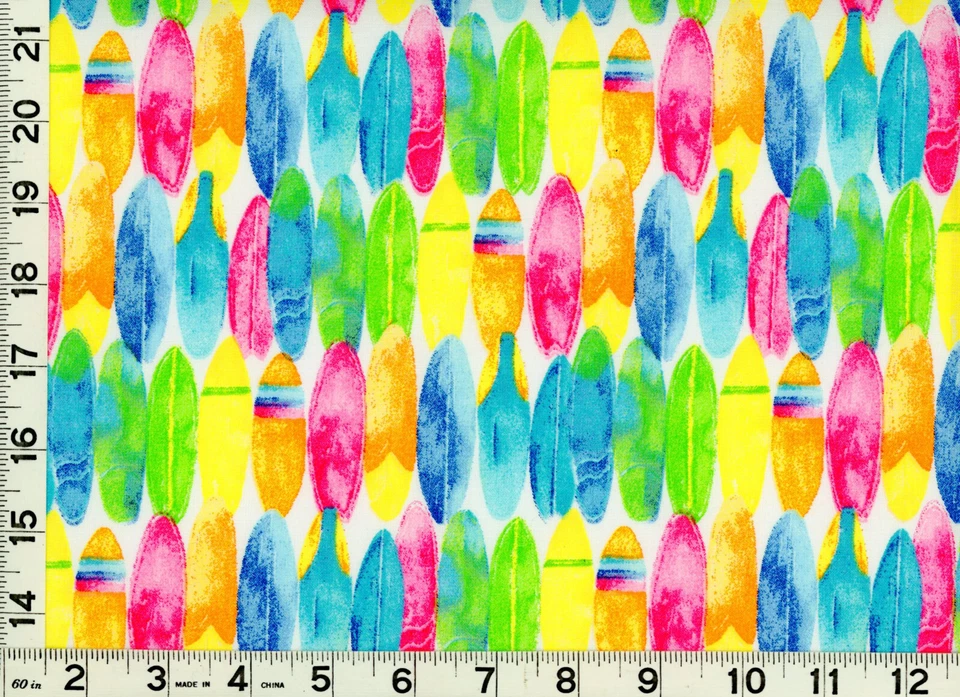 Tecido de costura acolchoado vermelho azul verde amarelo pranchas de surf por jarda #506-2 - Imagem 1 de 1