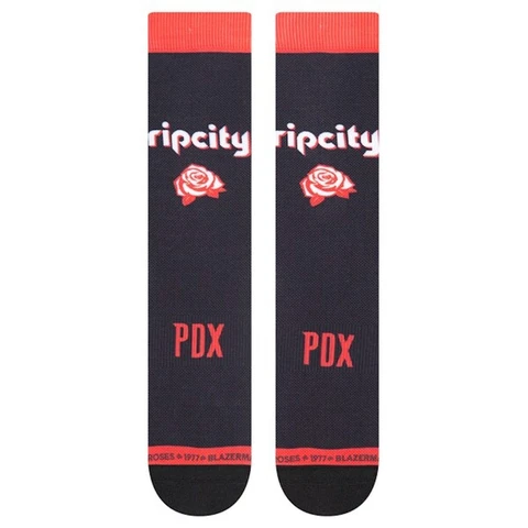 Portland Trailblazers Crew Socks NBA Rip City Yeti Roses PDX Lillard Black Red Cover