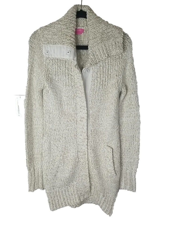 BCBG Girls Mid Length Cardigan Sparkle Cable Knit Sz Small - Image 1 of 4