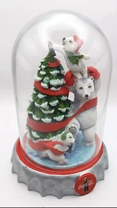 1997 The Coca-Cola Polar Bears “Christmas Cheer”  w Dome Franklin Mint Sealed - Picture 1 of 5