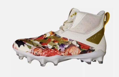 Scarpe da calcio Adidas Adizero Chaos Speed bianche oro floreali da uomo taglia 15