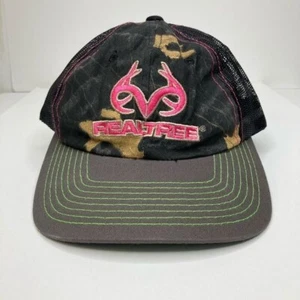Realtree Pink Embroidered Logo w/Green & Pink Stitching Camouflage Hat for Kids - Picture 1 of 9