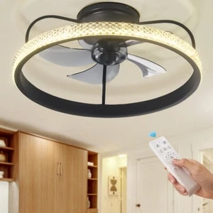 Modern Crystal Chandelier Reversible Ceiling Fan 6-Speeds Lighting Lamp w/Remote - Picture 1 of 13