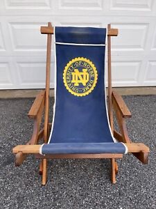 Vintage Notre Dame Fighting Irish Folding Wood Rocking Lounge Sling Chair #209