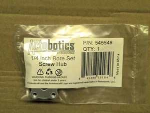 ActoBotics 545548 Set Screw Hub 1/4" Bore Threaded 1.5" pattern 0.25" 0.770" - Picture 1 of 4