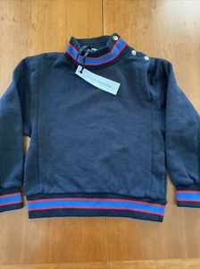 Carlota Barnabe (Portugal) NWT Black/Blue & Red Trim Cotton Knit Sweatshirt-6yrs - Picture 1 of 8