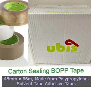 Ubis PP525 BOPP Solvent packaging tape 48mm x 66m 6 -36 or 72 rolls - Picture 1 of 14