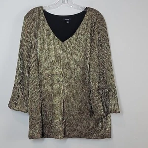 ALFANI Gold Metallic Bluse Damen Gr. 3X Urlaub Party Cocktail Abend - Bild 1 von 6
