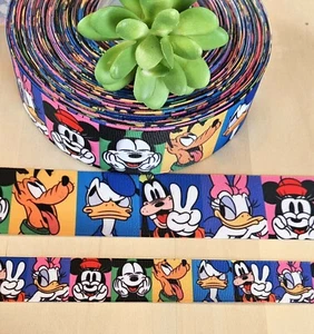 5/8, 7/8 & 1.5" (1 YD) Disney's Sensational Six Ribbon Mickey Minnie Pluto Goofy - Picture 1 of 1