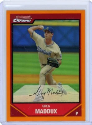 Bowman 2007 cromo béisbol naranja refractor #122 Greg Maddux #24/25 Foto 1 de 2