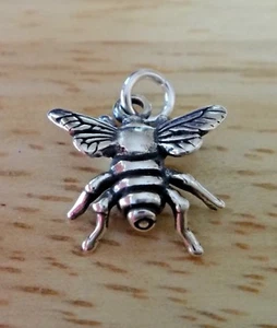 Sterling Silber 3D 15x14mm Fliegende Honigbiene oder Fliege Insekt Charm shb - Bild 1 von 6