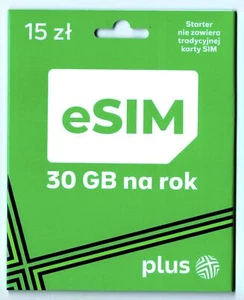 eSIM Plus PL +48 Starter Karta SIM Card Prepaid - Zdjęcie 1 z 9