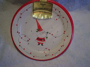 SANTA CLAUSE DESSERT PAPER PLATES SEALED,Vintage,musical,ambassador,old,7" - Picture 1 of 3