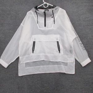 Ivy Park hoodie Womens Small Oversized See Through Sheer Anorak 1/4 Zip White - Picture 1 of 12