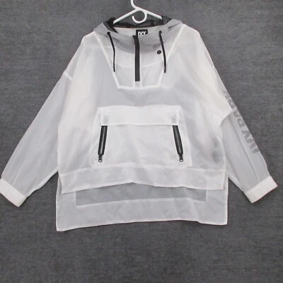 Женская толстовка с капюшоном Ivy Park небольшая увеличенная прозрачная анорак 1/4 на молнии белая - Изображение 1 из 4