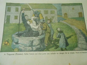 In Trégourez Finistère Abbé Salaün rettet eine Kranke in einem Brunnen Print 1934 - Bild 1 von 1