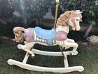 1984 Signed S & S Cal Wood Carved Carousel Rocking Horse With a Short Pole