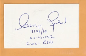 Tarjeta 3x5 firmada por George Culver Cincinnati Reds AUTO - Imagen 1 de 2