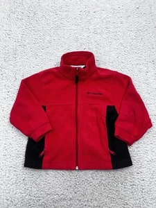 Boy's Columbia Orange Black Color Block Fleece Zip Front Jacket Size 4/5 - Picture 1 of 11