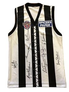 RARE COLLINGWOOD 1996 CENTENARY JUMPER SIGNED BY 8 TOTC LEGENDS - Foto 1 di 9