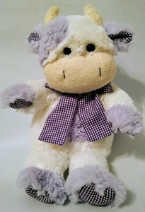 Animal Adventure Vaca Púrpura Blanco Peluche Guinga Arco 12" 2008 - Imagen 1 de 4