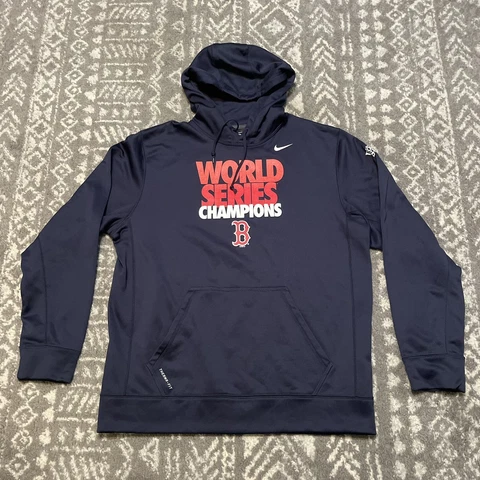 Nike Therma Fit Boston Red Sox MLB 2013 World Series Blue Hoodie Sweatshirt Sz L Cover
