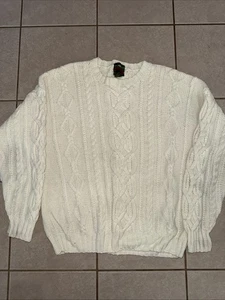Men’s XL Boston Traders Heavy Cable Hand Knit Sweater Cream - Picture 1 of 6