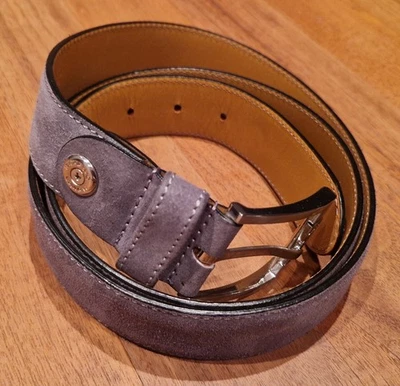 Heinrich Dinkelacker Rauleder-Gürtel, Blaugrau, ca. 105 cm - Bild 1 von 4