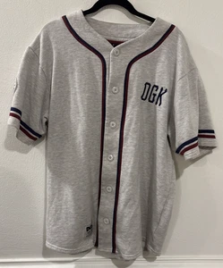 Camiseta de béisbol DGK para hombre talla X-grande gris botón delantero patín ropa de calle - Imagen 1 de 6