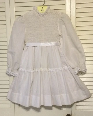 Vestido Carrusel L/S Vintage Niñas Calado a Mano Blanco Talla 7 Foto 1 de 4
