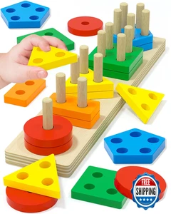 Puzzle selezionatore a forma di legno Montessori giocattolo per bambini 1-3 anni - regalo educativo - Foto 1 di 6