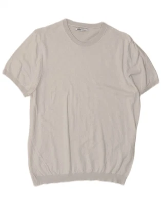 ZARA Womens Short Sleeve Crew Neck Jumper Sweater UK 14 Medium White AH27 - Image 1 of 3