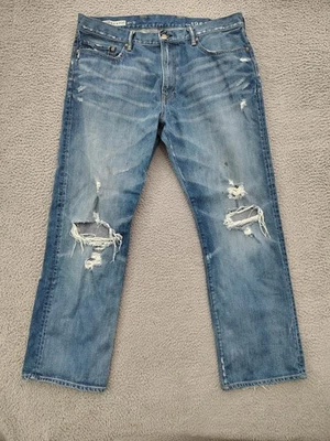 Gap 1969 Jeans Mens 40x32 Blue Authentic Big D Distressed Ripped Knee Denim - Image 1 of 4