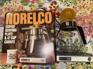 Vtg 70’s Norelco 12 Cup Carafe & Serving Plate HB5145 warming plate w/outlet VTG - Picture 1 of 12