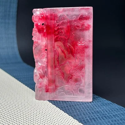 Real  Natural ice pink jade Jadeite engrave amulet  Pendant&Necklaces - Image 1 of 4