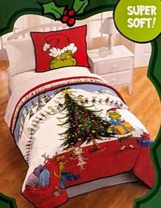 Dr. Seuss The Grinch Quilt & Shams Full / Queen 3 Piece Set 88"x92" - New - Picture 1 of 5